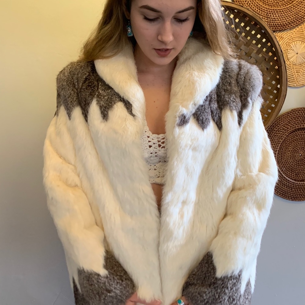 100% Authentic Rabbit fur coat!!RARE pattern!! - Picture 2 of 13